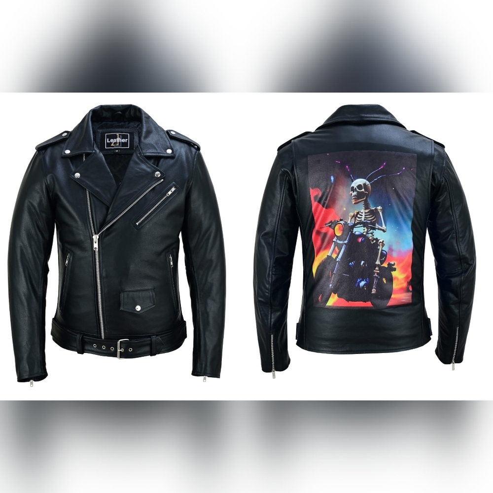 Men's Classis Black Leather Motorcycle Jacket